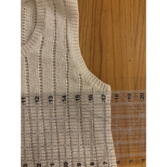 LOFT Knit Sweater Vest Cream Neutral Sleeveless Scoop Neck Size S - Picture 4 of 5